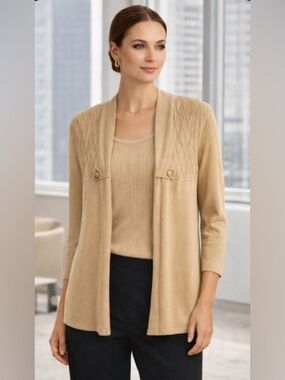 Sag Harbor 2-in-1 Mock Layer Cardigan Sweater